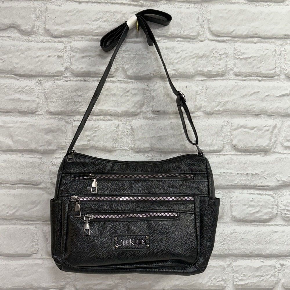 Cee Klein New York Black‎ Cross Body Purse Vegan Leather Designer Bag Purse New - Picture 11 of 13